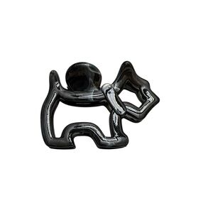Black Marbled Glossy Dog Shaped Puppy 3" Lobster Claw Hair Clip Yorkie Westie